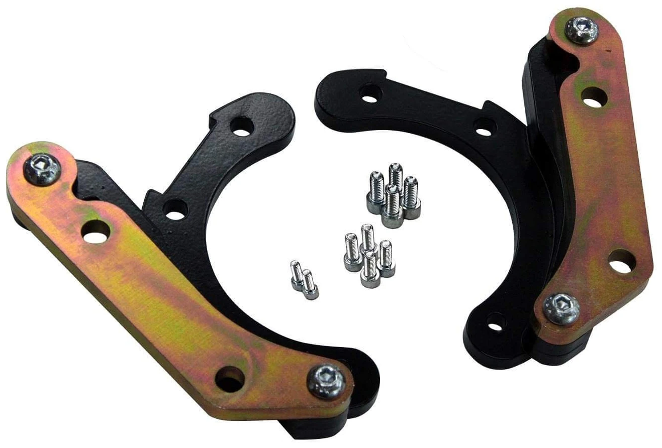 BMW E36 Dual Caliper Brackets Bolt-On Type for Hydraulic Handbrake 1 E36 bolt-on dual caliper brackets for a hydraulic handbrake