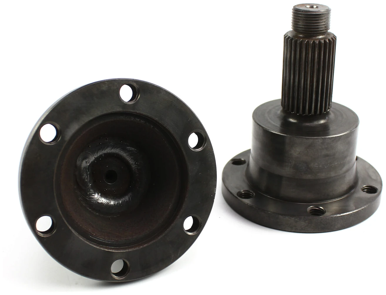 BMW E30 E36 Diff flens adapters -> E34 188mm 1 Mechanische onderdelen voor een transmissiesysteem met flens en gespleten as.