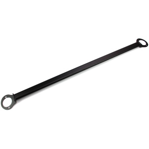 Barre en métal noir avec points d'attache ronds pour une utilisation polyvalente et une construction solide.