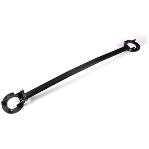 Stevige zwarte metalen werktuig met ronde platen voor bevestiging en ondersteuning in mechanische toepassingen.