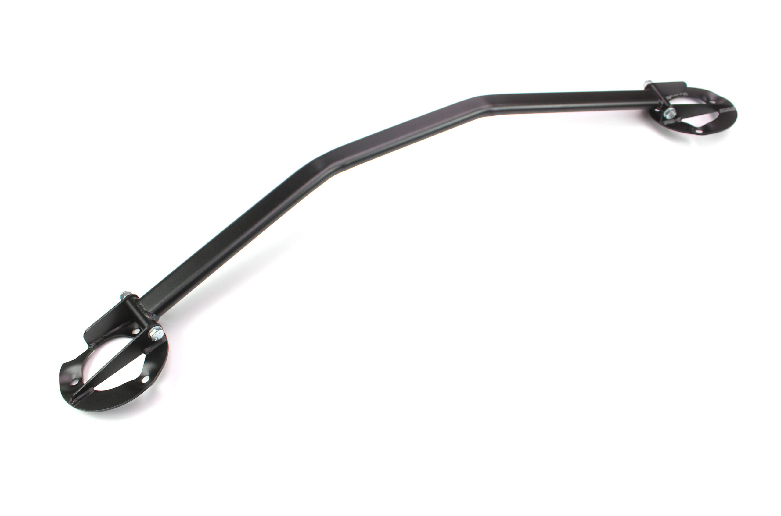 Veerpootbrug voorzijde BMW E30 4-Cilinder - Premium Kwaliteit 1 Zwarte metalen strut tower brace voor verbeterde stabiliteit en handling in voertuigen.