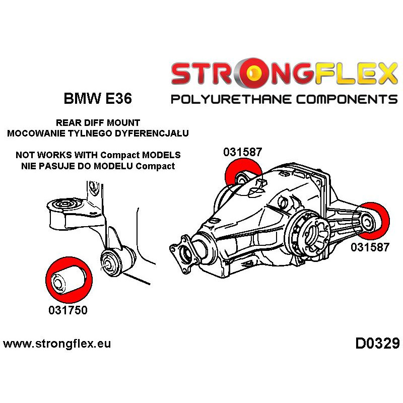 BMW E36 Strongflex 031750A: Voorste Differentieel Rubber 2 BMW E36 Strongflex 031750A: Voorste Differentieel Rubber - Afbeelding 2