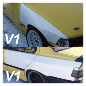 BMW E36 Sedan Overfenders Set - V1 Front +35mm / V1 Rear +45mm (Without Door Handle, Felony Style)