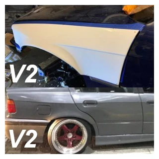 BMW E36 Sedan Overfenders Set - V2 Front +60mm / V2 Rear +45mm (With Door Handle, Felony Style) 1 BMW E36 Sedan Overfenders Set - V2 Front +60mm / V2 Rear +45mm (With Door Handle, Felony Style)
