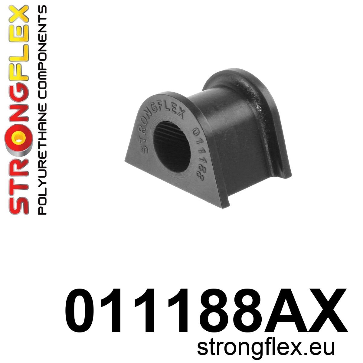Strongflex Alfa Romeo 147 / 156 / GT Polyurethaan rubberset voor- en achteras SPORT ZWART – 016079AX 1 Strongflex Alfa Romeo 147 / 156 / GT Voorste stabilisatorrubber SPORT ZWART – 011188AX