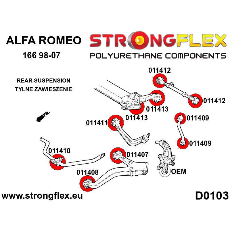 Strongflex Alfa Romeo 166 Achteras draagarm voorste rubber SPORT – 011408A 2 Strongflex Alfa Romeo 166 Achteras draagarm voorste rubber SPORT – 011408A – Bild 2