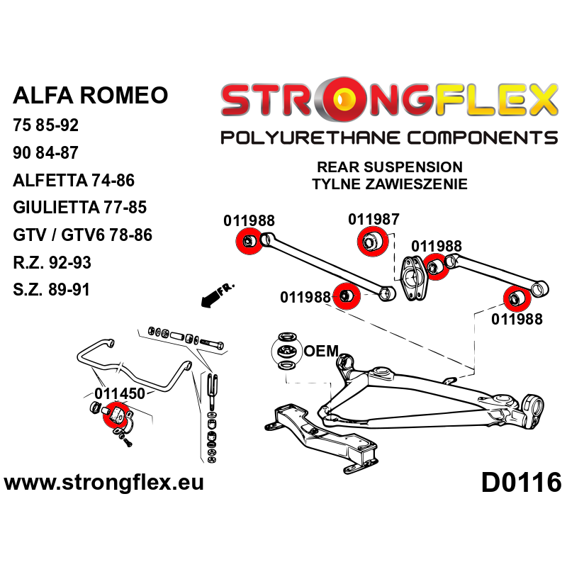 Strongflex Alfa Romeo 75 / Milano / 90 Achterste stabilisatorrubber SPORT – 011450A 2 Strongflex Alfa Romeo 75 / Milano / 90 Achterste stabilisatorrubber SPORT – 011450A – Image 2