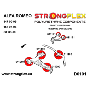 Strongflex Alfa Romeo 147 / 156 / GT Vooras onderste draagarm achterste rubber SPORT – 011492A