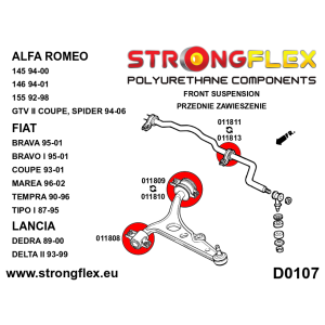 Strongflex Alfa Romeo / Fiat / Lancia Vooras achterste draagarm rubber 47mm SPORT – 011809A