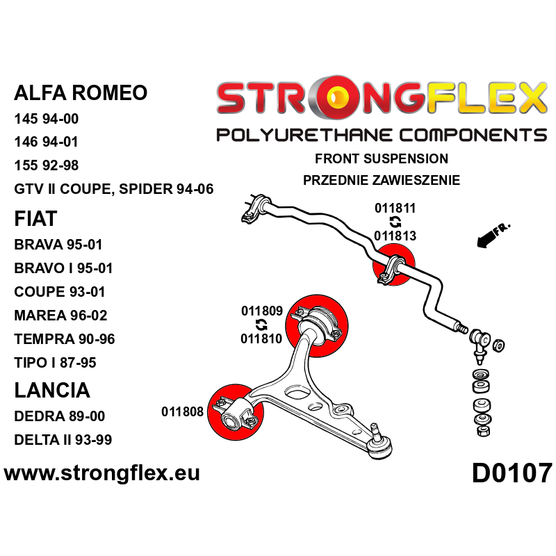 Strongflex Alfa Romeo / Fiat / Lancia Voorste stabilisatorrubber SPORT – 011811A 2 Strongflex Alfa Romeo / Fiat / Lancia Voorste stabilisatorrubber SPORT – 011811A – Bild 2
