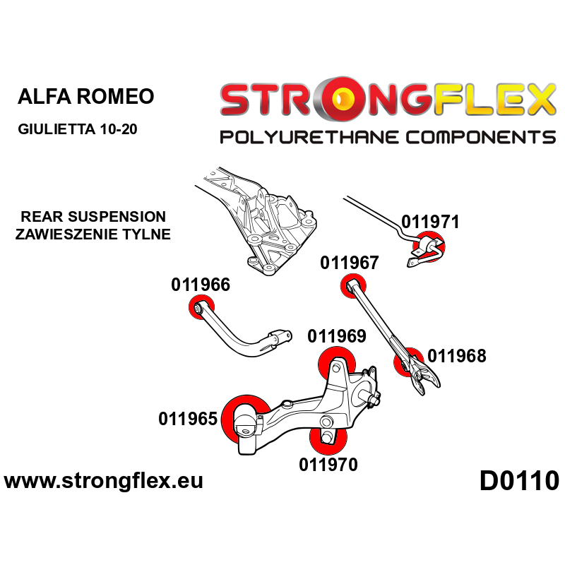 Strongflex Alfa Romeo Giulietta Achterste bovenste draagarm aan schokdemperrubber SPORT – 011968A 2 Strongflex Alfa Romeo Giulietta Achterste bovenste draagarm aan schokdemperrubber SPORT – 011968A – Bild 2