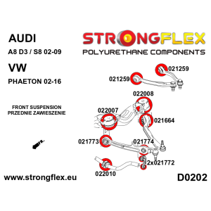 Strongflex Audi / Volkswagen Vooras onderste voorste draagarm, buitenste rubber SPORT – 021774A