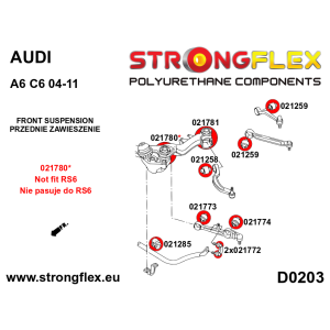 Strongflex Audi S6 / A6 Vooras-subframe voorste rubber SPORT – 021780A