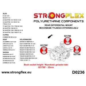 Strongflex Audi / Volkswagen Achterste differentieel – achterste rubber SPORT ZWART – 021788AX