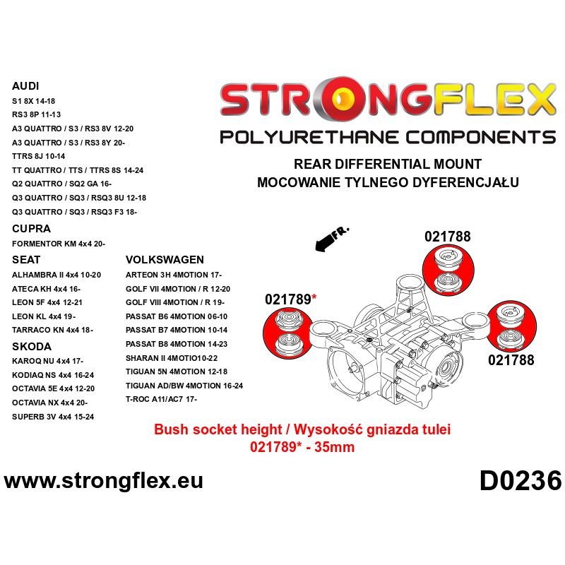 Strongflex Audi / Volkswagen Achterste differentieel - achterste rubber SPORT – 021788A 3 Strongflex Audi / Volkswagen Achterste differentieel - achterste rubber SPORT – 021788A – Bild 3