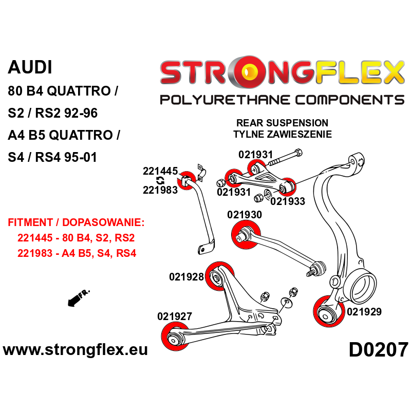 Strongflex Audi 80 / 90 / S2 Achterste onderste draagarmrubber - voorste SPORT – 021927A 2 Strongflex Audi 80 / 90 / S2 Achterste onderste draagarmrubber - voorste SPORT – 021927A – Image 2