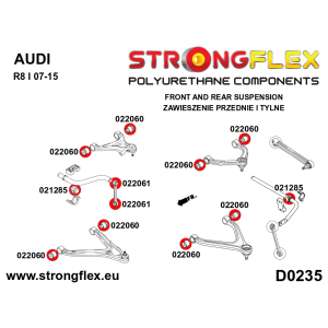 Strongflex Audi R8 Rubber voorste koppelstang SPORT – 022061A
