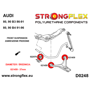 Strongflex Audi 80 / 90 / S2 Voorste stabilisatorrubber ZWART – 022076BX
