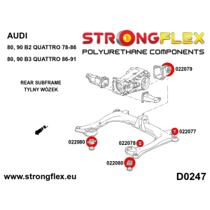 Strongflex Audi 80 / 90 / S2 Achterste differentieel-montagehuls - achter – 022079B