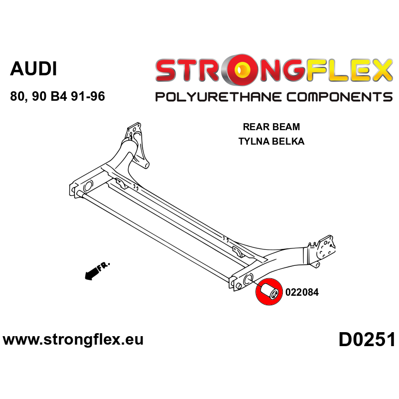 Strongflex Audi 80 / 90 Rear mounting bush SPORT – 022084A 2 Strongflex Audi 80 / 90 Rear mounting bush SPORT – 022084A