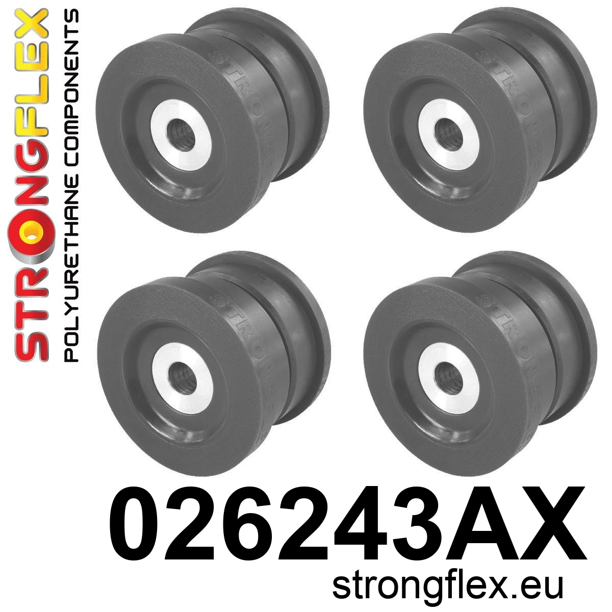 Strongflex Audi / Volkswagen Achteras-subframe rubberset SPORT ZWART – 026243AX 3 Strongflex Audi / Volkswagen Achteras-subframe rubberset SPORT ZWART – 026243AX