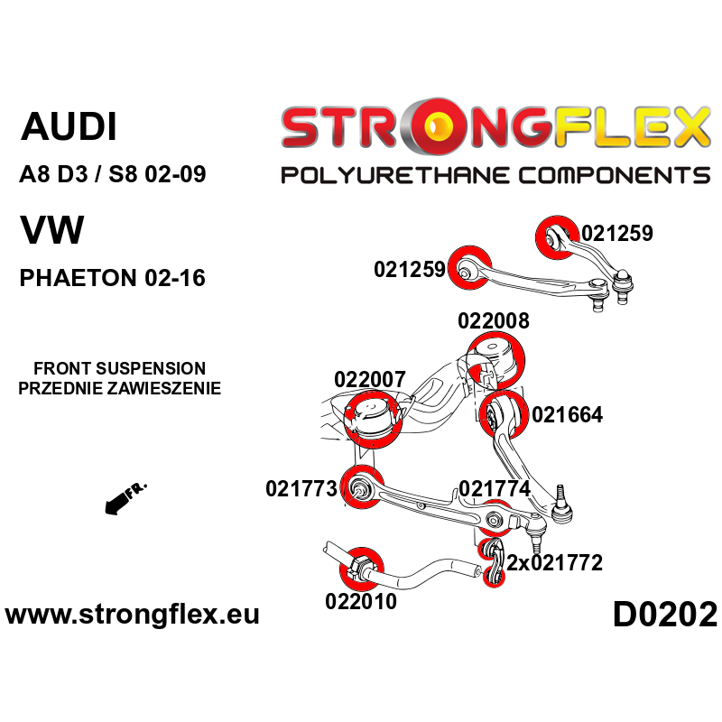 Strongflex Audi / Volkswagen Vooras rubberset – 026248B 2 Strongflex Audi / Volkswagen Vooras rubberset – 026248B – Image 2
