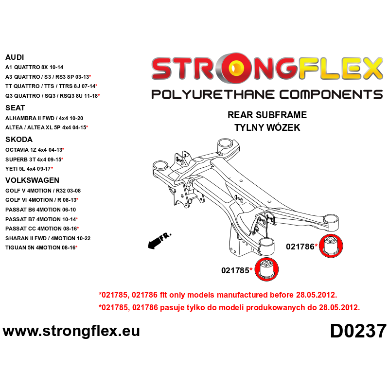 Strongflex Audi / Volkswagen Achteras-subframe - rubberset - tot 28. mei 2012 – 026273B 2 Strongflex Audi / Volkswagen Achteras-subframe - rubberset - tot 28. mei 2012 – 026273B – Bild 2