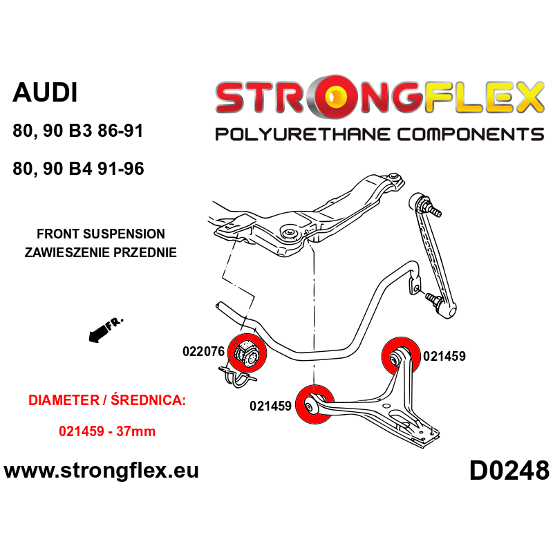 Strongflex Audi 80 / 90 / S2 Vooras rubberset – 026283B 3 Strongflex Audi 80 / 90 / S2 Vooras rubberset – 026283B – Bild 3