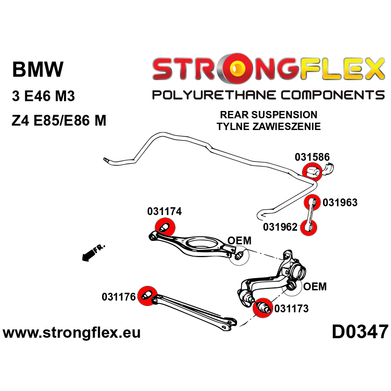 Strongflex BMW E36/E46/E83 Achteras bovenste draagarm binnenste rubber SPORT ZWART – 031174AX 3 Strongflex BMW E36/E46/E83 Achteras bovenste draagarm binnenste rubber SPORT ZWART – 031174AX – Image 3