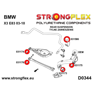 Strongflex BMW E36/E46/E83 Achteras bovenste draagarm binnenste rubber ZWART – 031174BX