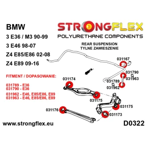 Strongflex 031176A: Achteras Binnenste Camber Arm Pu Rubber – BMW E36 E46 M3 Z1 Z4 X3 – 90ShA