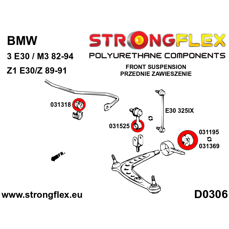 Strongflex BMW E30/E36/Z1 Vooras onderste draagarmrubber – 031195B 3 Strongflex BMW E30/E36/Z1 Vooras onderste draagarmrubber – 031195B – Image 3