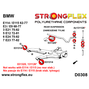 Strongflex BMW E114/E115/E21 Achterste draagarmrubber SPORT – 031314A