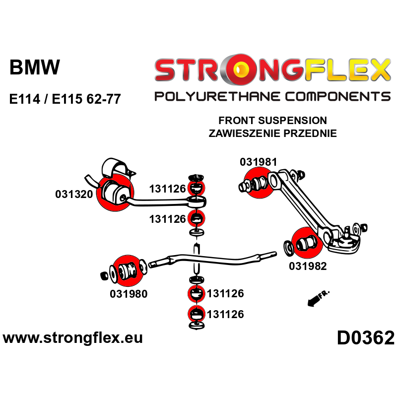 Strongflex BMW E114/E115/E21 Voorste/achterste stabilisatorrubber SPORT ZWART – 031320AX 4 Strongflex BMW E114/E115/E21 Voorste/achterste stabilisatorrubber SPORT ZWART – 031320AX - Image 4