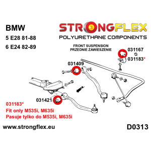 Strongflex BMW E28/E24 Voorste draagarm - rubber achter SPORT – 031409A