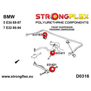 Strongflex BMW E34/E32/E31 Voorste draagarmrubber - achter SPORT – 031411A