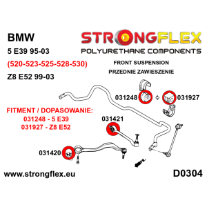 Strongflex BMW E39/Z8/E52 Vooras onderste draagarmrubber 58mm SPORT – 031420A