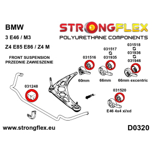 Strongflex BMW E46/E34 Vooras draagarm rubber achter xi/xd/ix (4x4) – 031520B