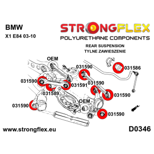Strongflex BMW E81/E82/E87 Achteras onderste draagarm binnenste rubber SPORT – 031589A