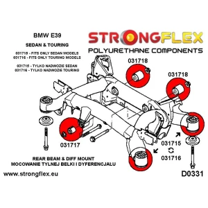 Strongflex BMW E39 Voorste en achterste achteras-subframe rubber (ton-lager) SPORT – 031715A