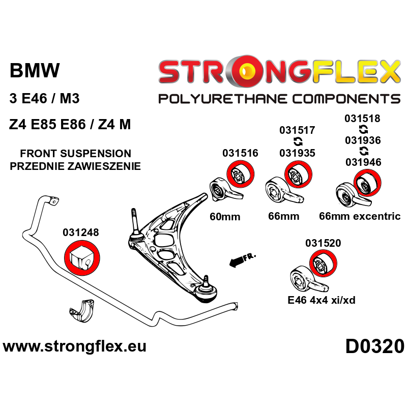 Strongflex 031936A – Excentrische Draagarmrubber 66mm Sport PU 90ShA voor E30/E36 Draagarm in BMW E46 / Z4 Lollipop Strongflex 2 Strongflex 031936A – Excentrische Draagarmrubber 66mm Sport PU 90ShA voor E30/E36 Draagarm in BMW E46 / Z4 Lollipop Strongflex - Afbeelding 2