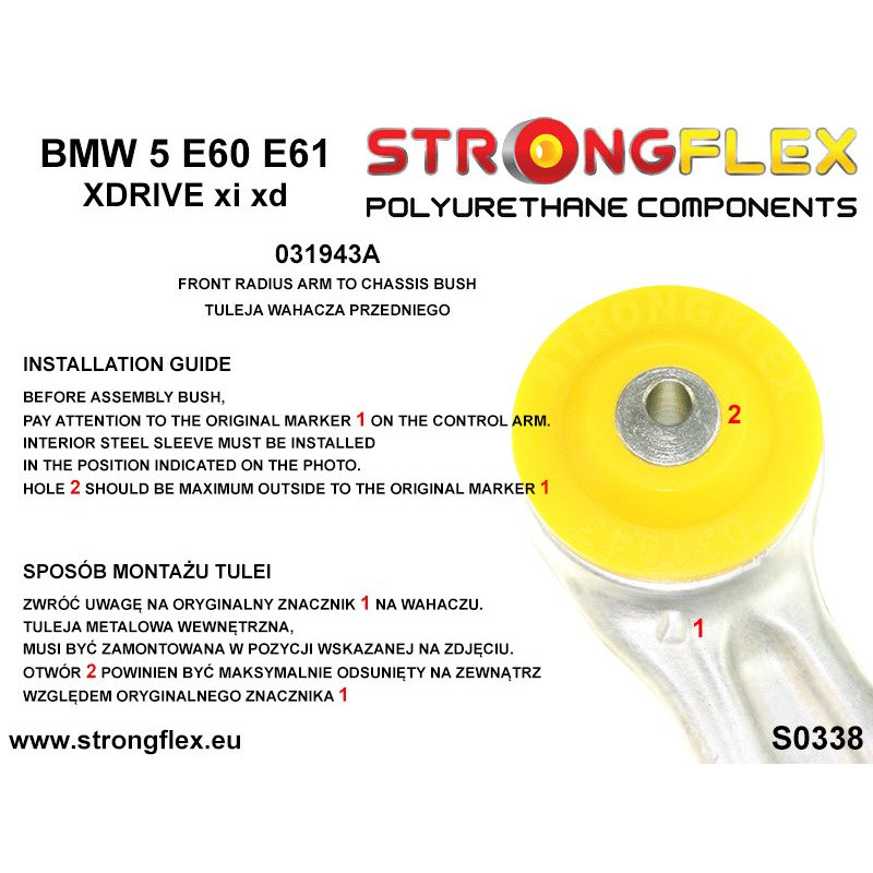 Strongflex BMW E60/E61 Voorste draagarmrubber SPORT ZWART – 031943AX 3 Strongflex BMW E60/E61 Voorste draagarmrubber SPORT ZWART – 031943AX - Image 3