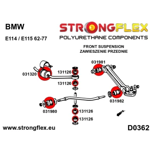 Strongflex BMW E114/E115/E12 Voorste draagarm – buitenste rubber SPORT ZWART – 031982AX