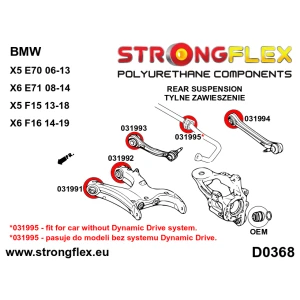 Strongflex BMW E70/F15/E71 Achterste bovenste draagarm – rubber voor SPORT ZWART – 031993AX