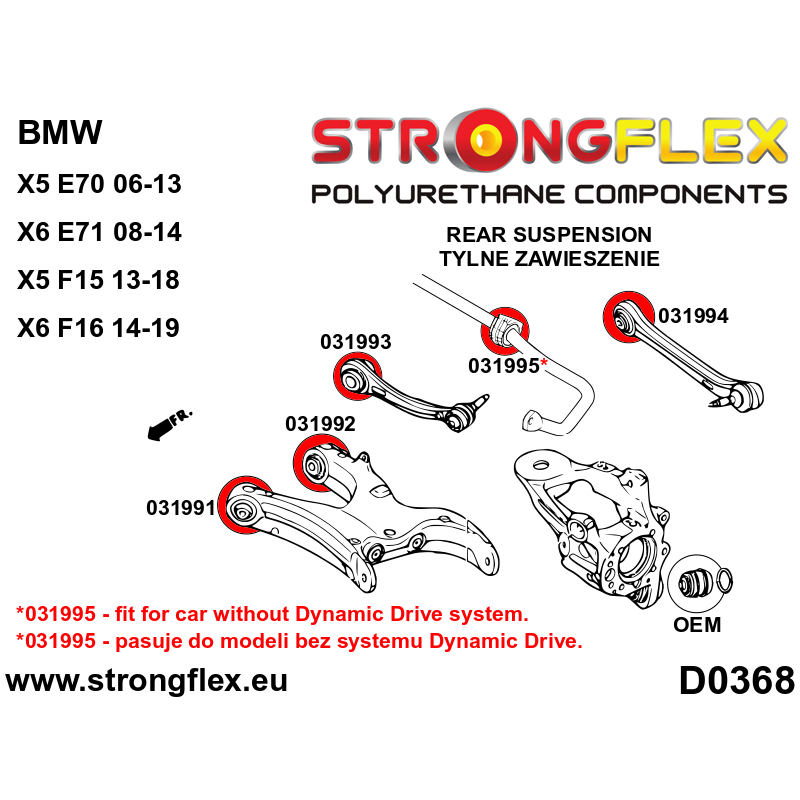 Strongflex BMW E70/F15/E71 Achterste bovenste draagarm - rubber voor – 031993B 3 Strongflex BMW E70/F15/E71 Achterste bovenste draagarm - rubber voor – 031993B – Bild 3