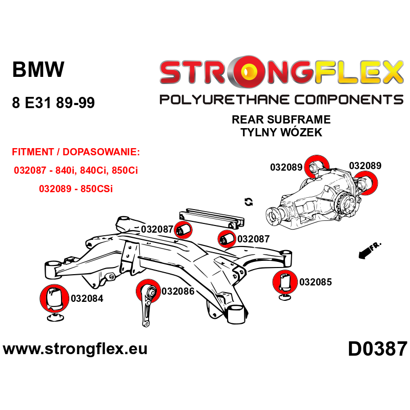 Strongflex BMW E31 Achteras-subframe rubber voor – 032084B 2 Strongflex BMW E31 Achteras-subframe rubber voor – 032084B – Image 2