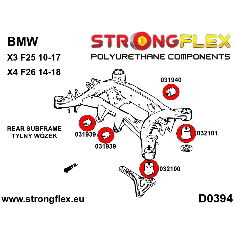 Strongflex BMW F25/F26 Achteras-subframe rubber achter – 032101B 2 Strongflex BMW F25/F26 Achteras-subframe rubber achter – 032101B – Image 2