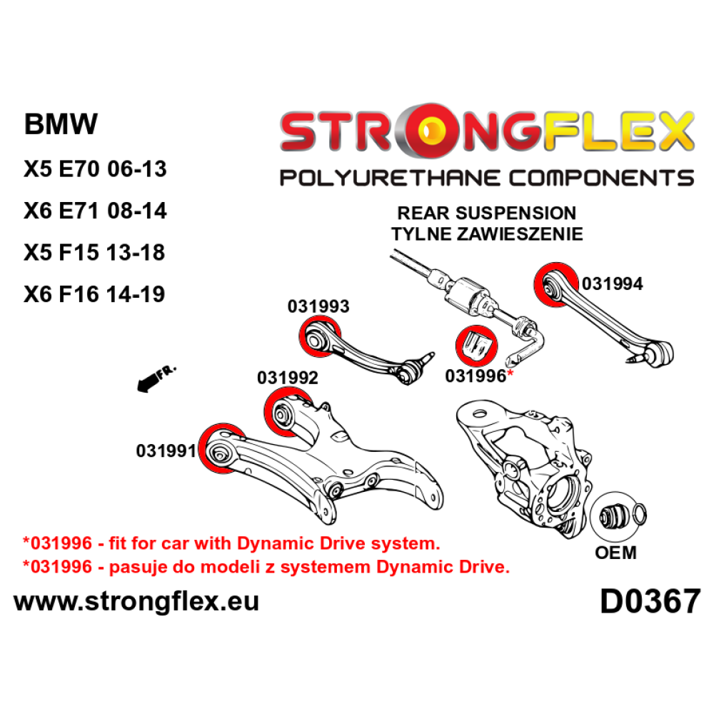 Strongflex BMW E70/E71/E72 Ophangrubberset SPORT ZWART – 036054AX
