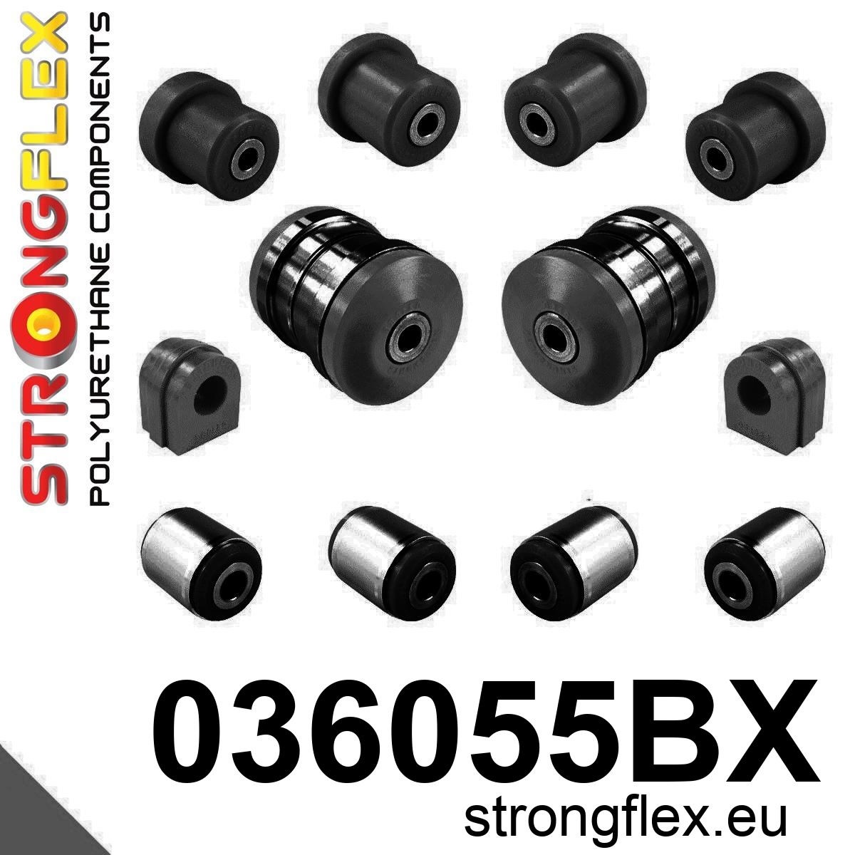 Strongflex BMW E70/E71/E72 Vooras rubberset ZWART – 036055BX 3 Strongflex BMW E70/E71/E72 Vooras rubberset ZWART – 036055BX