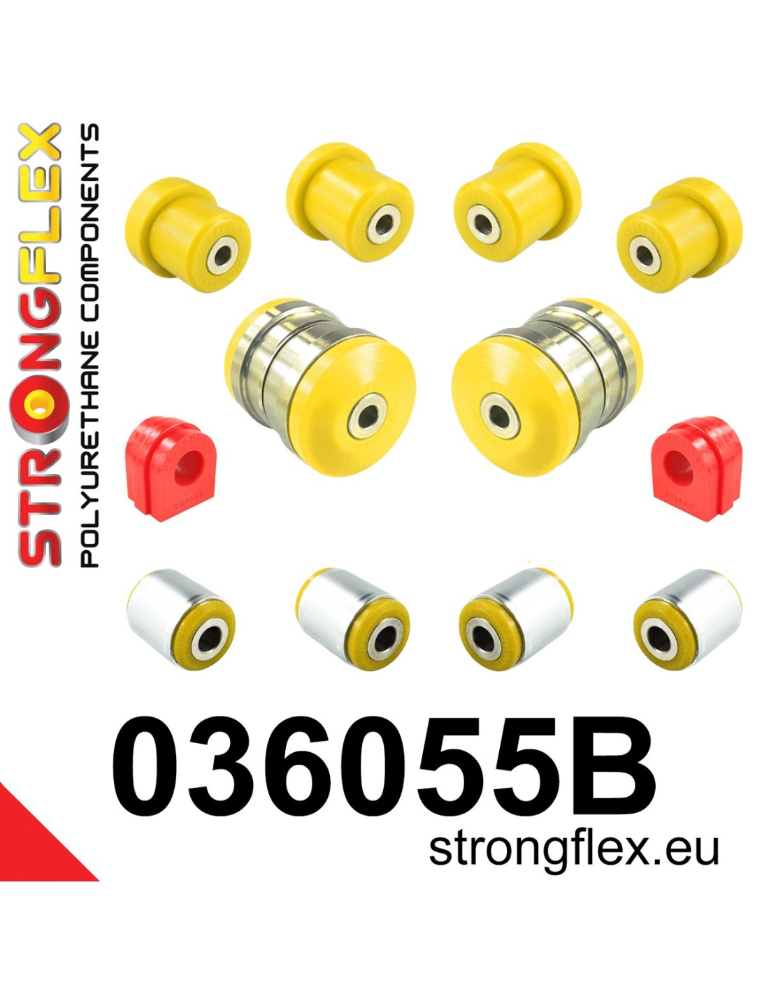 Strongflex BMW E70/E71/E72 Vooras rubberset – 036055B 1 Strongflex BMW E70/E71/E72 Vooras rubberset – 036055B